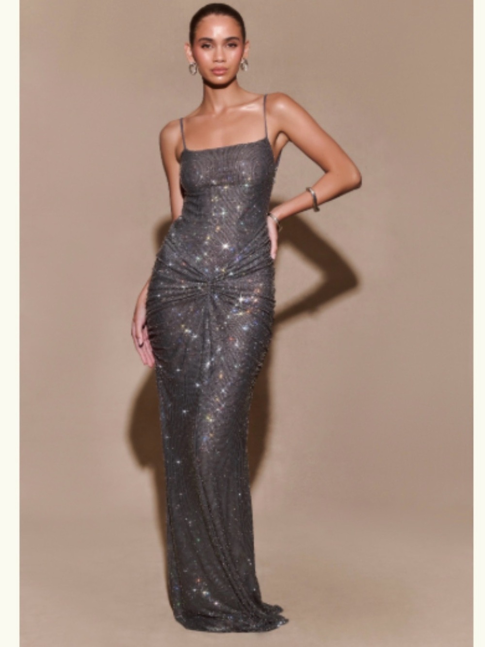 OFFERS WELCOME - Meshki Sparkle Maxi Dress - Charcoal